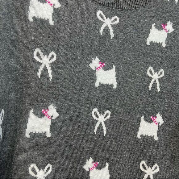Karen Scott Gray Crew Neck Sweater with Playful Dog Bow Pattern Extra Large - Picture 5 of 10